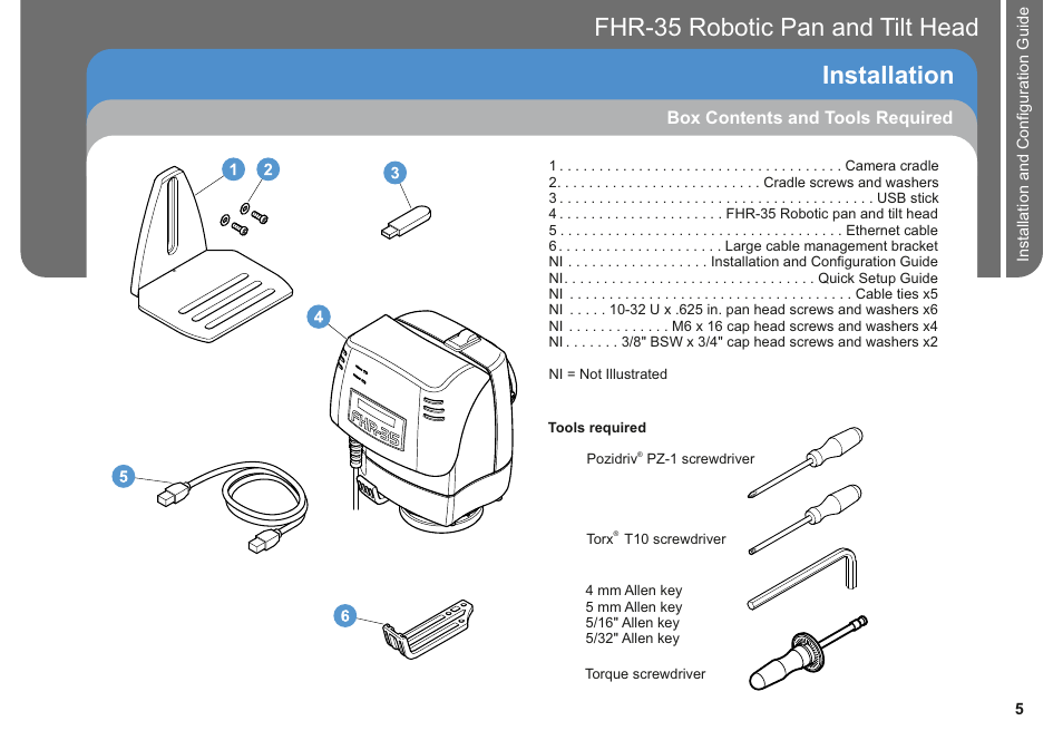 Fhr-35 pan and tilt head robotic, Installation | Vinten Radamec FHR-35 User Manual | Page 7 / 36