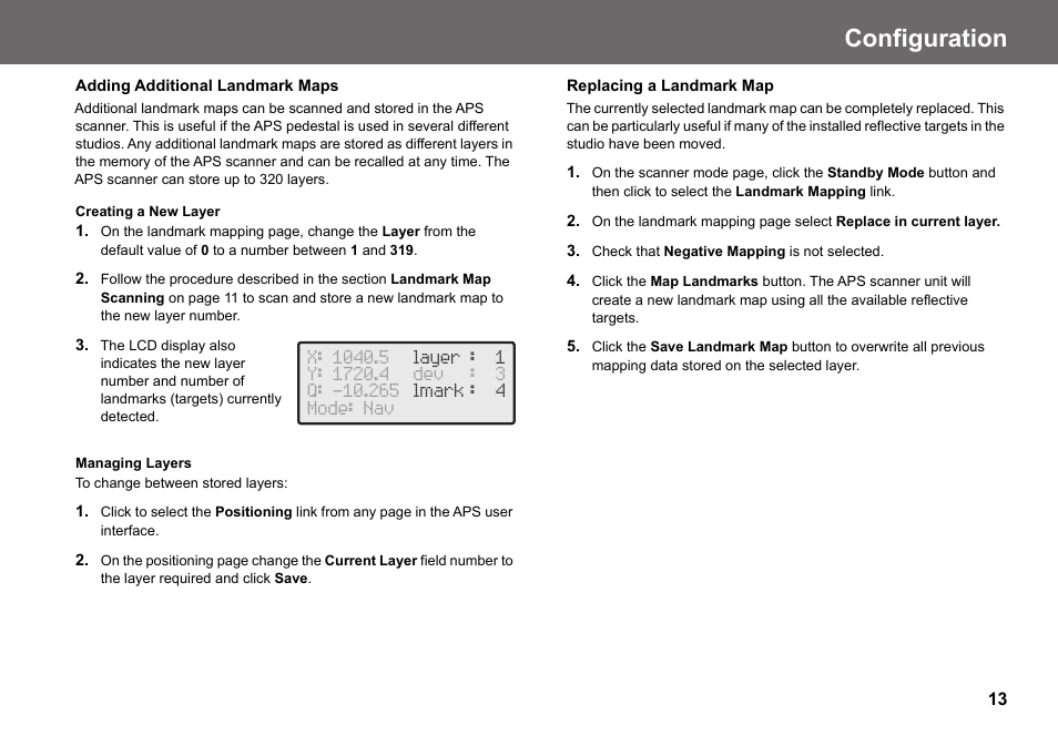 Adding additional landmark maps, Configuration | Vinten Radamec Fusion APS User Manual | Page 15 / 28
