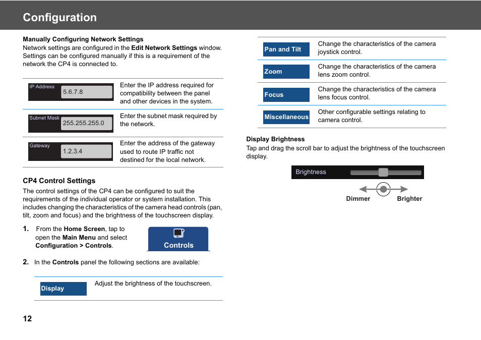 Configuration | Vinten Radamec Fusion CP4 User Manual | Page 14 / 36