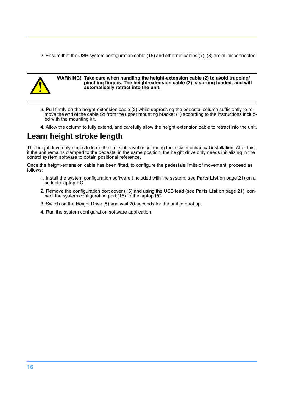 Learn height stroke length | Vinten Radamec Fusion FBH-175 User Manual | Page 17 / 24