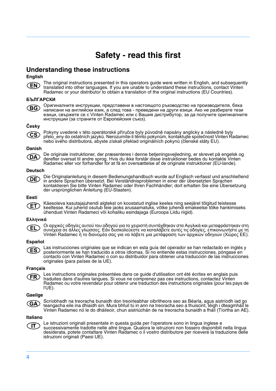 Safety - read this first, Understanding these instructions | Vinten Radamec Fusion FBH-175 User Manual | Page 5 / 24