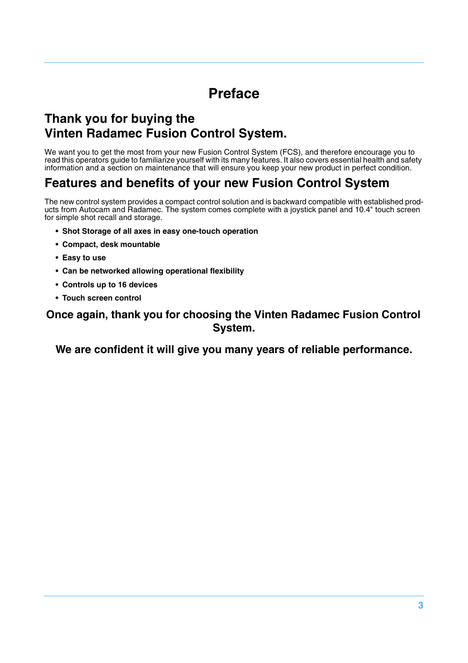 Preface | Vinten Radamec Fusion FCS-16 User Manual | Page 5 / 40