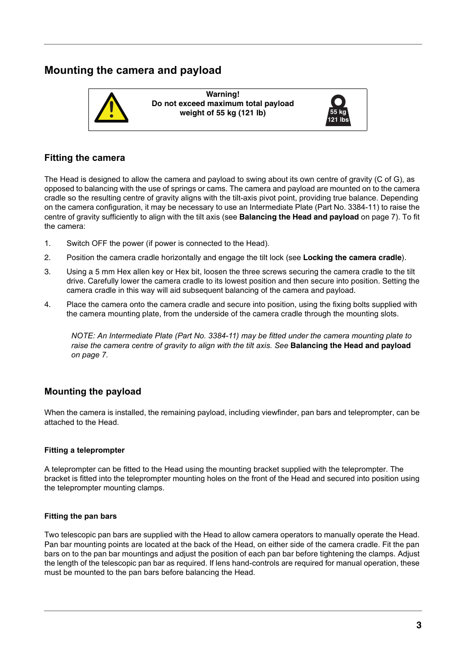 Mounting the camera and payload | Vinten Radamec Fusion FH-100 User Manual | Page 16 / 38