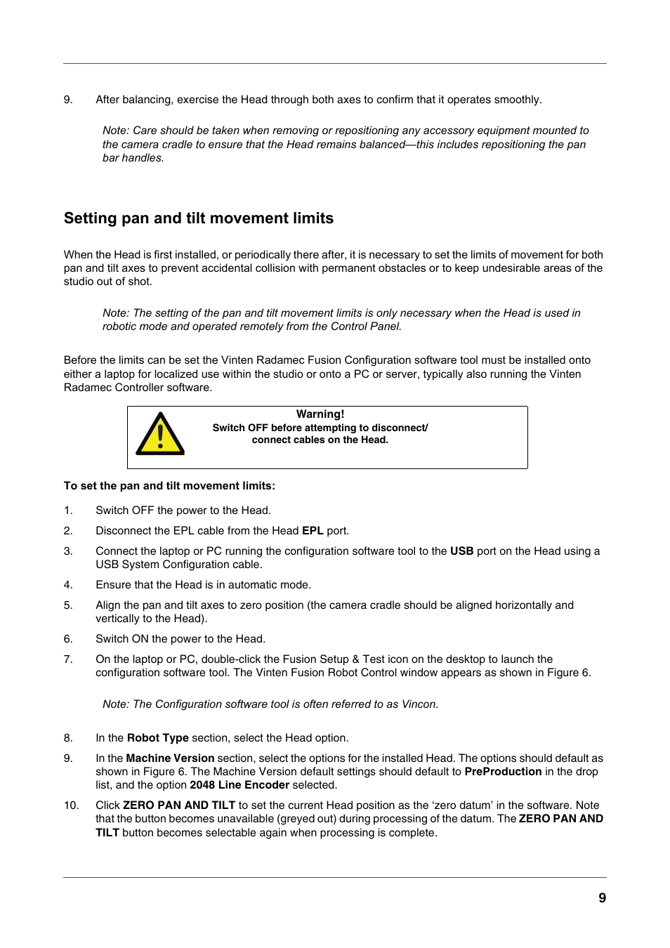 Setting pan and tilt movement limits, Centre of gravity height adjustment | Vinten Radamec Fusion FH-100 User Manual | Page 22 / 38