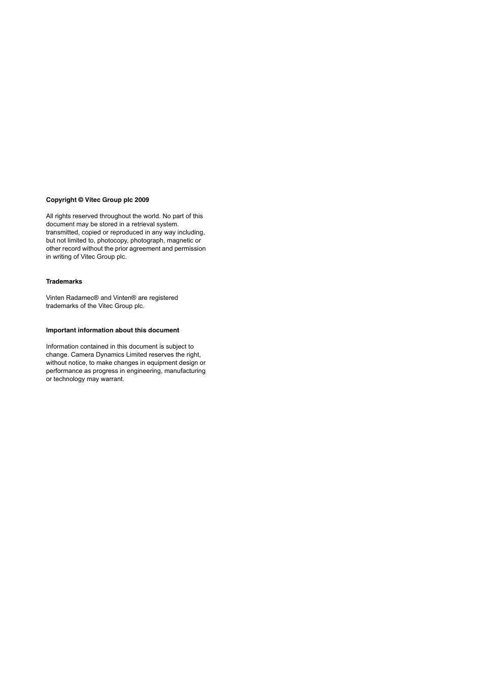 Vinten Radamec Fusion FH-100 User Manual | Page 3 / 38