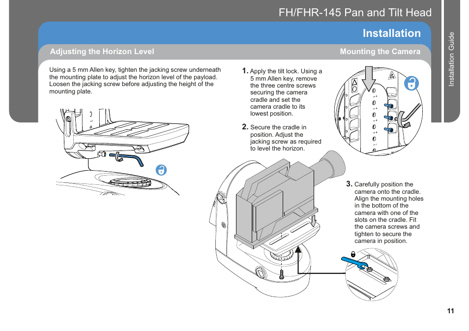 Fh/fhr-145 pan and tilt head, Installation | Vinten Radamec Fusion FH-145 User Manual | Page 13 / 24