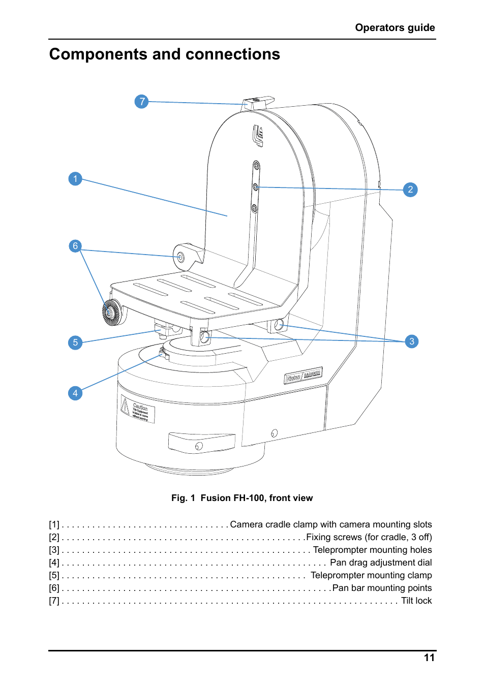 Components and connections | Vinten Radamec Fusion FHR-100 User Manual | Page 13 / 44