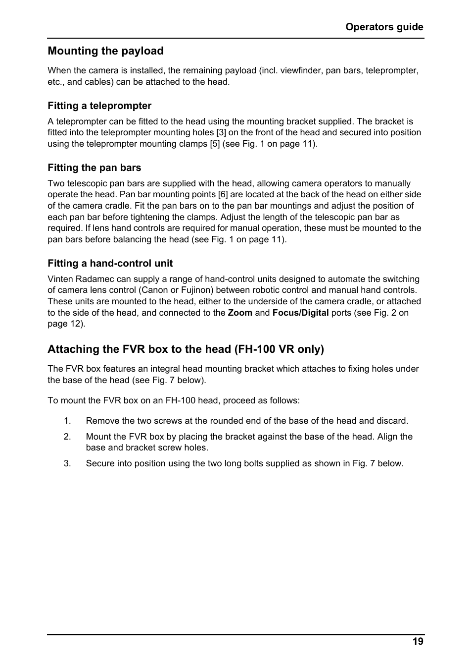 Vinten Radamec Fusion FHR-100 User Manual | Page 21 / 44