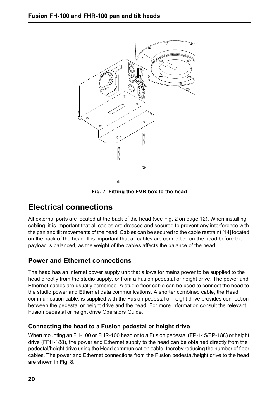 Electrical connections | Vinten Radamec Fusion FHR-100 User Manual | Page 22 / 44