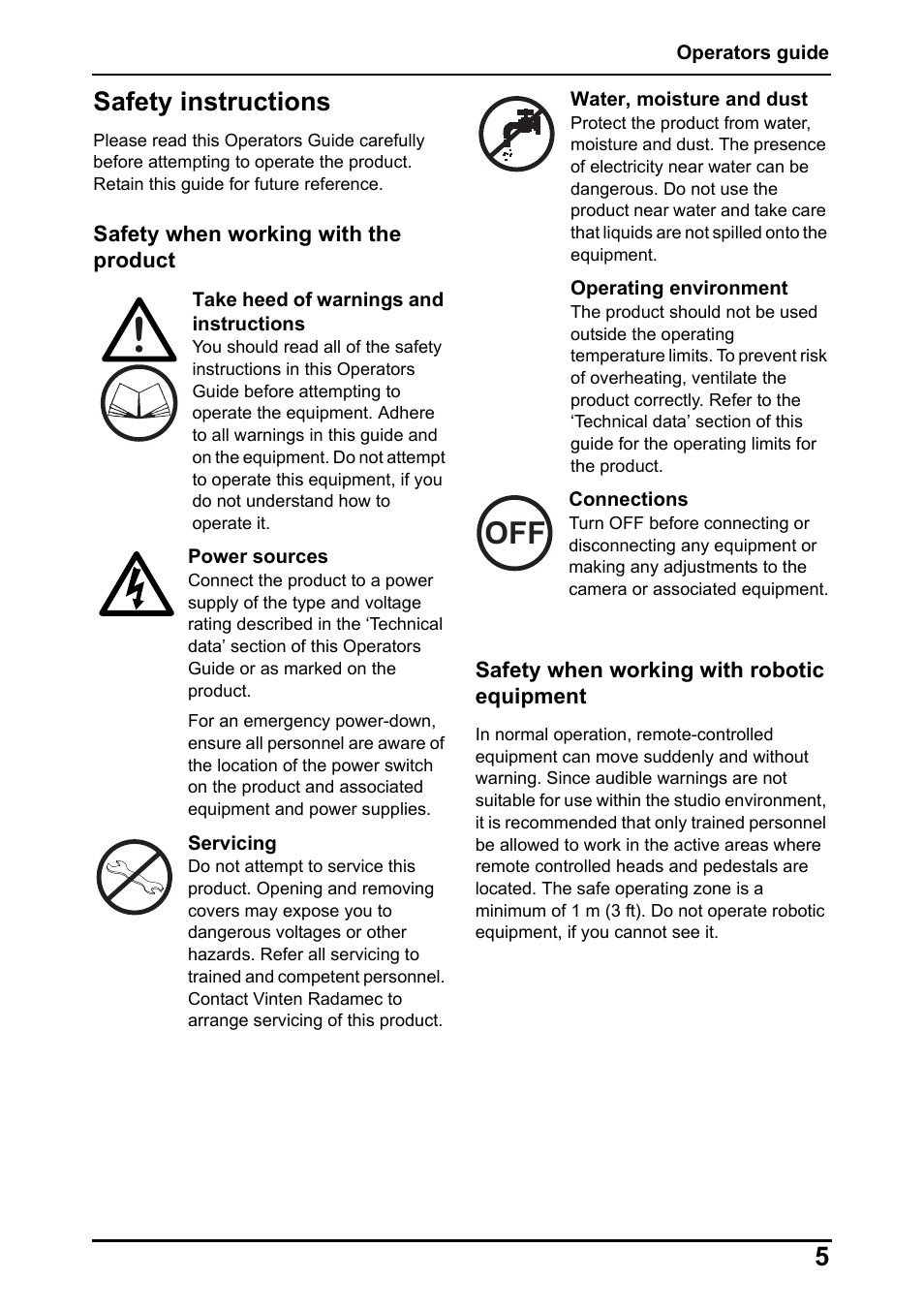 5safety instructions | Vinten Radamec Fusion FHR-100 User Manual | Page 7 / 44