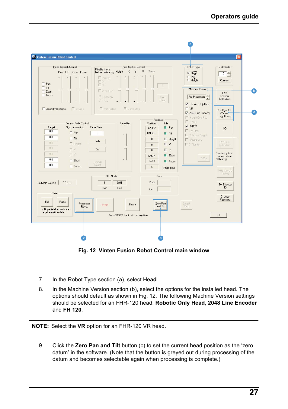 Operators guide | Vinten Radamec Fusion FHR-120 User Manual | Page 29 / 40