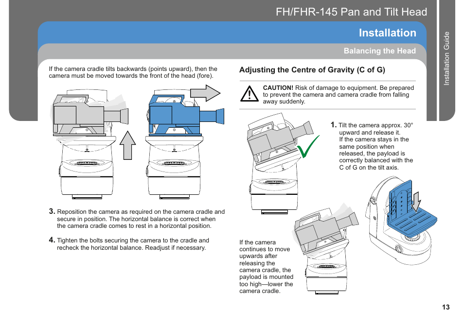 Fh/fhr-145 pan and tilt head installation | Vinten Radamec Fusion FHR-145 User Manual | Page 15 / 24