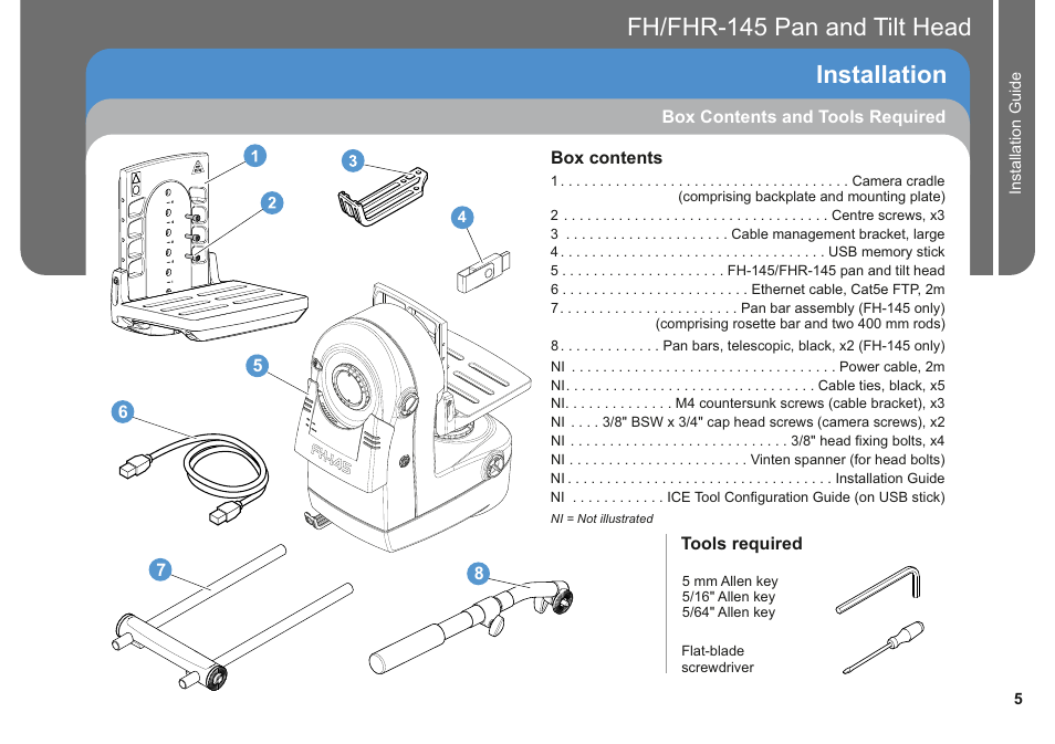 Fh/fhr-145 pan and tilt head, Installation | Vinten Radamec Fusion FHR-145 User Manual | Page 7 / 24