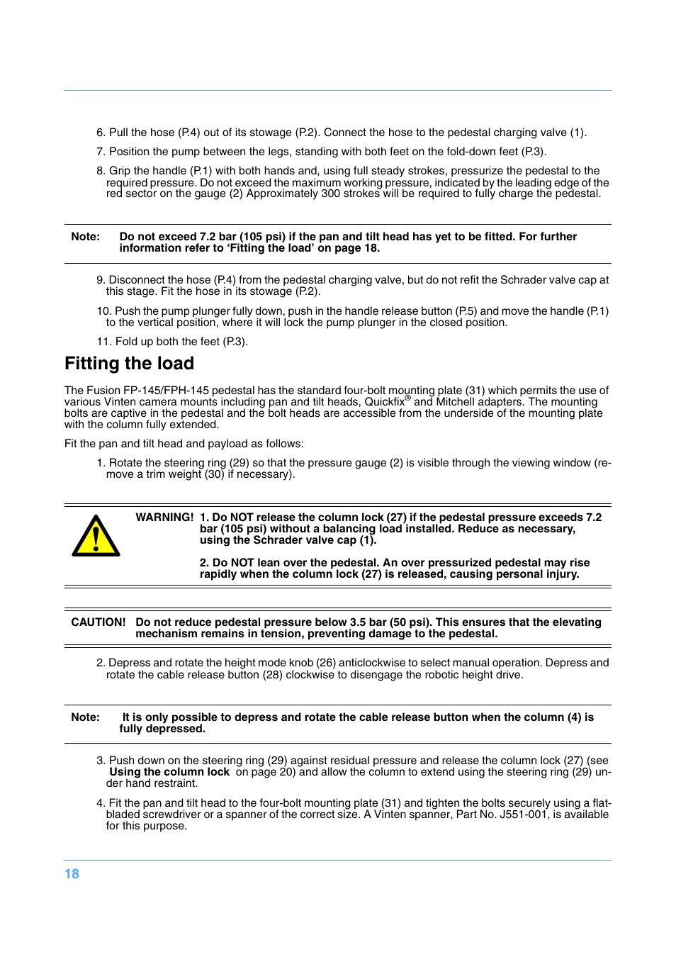 Fitting the load | Vinten Radamec Fusion FP-145 User Manual | Page 19 / 30