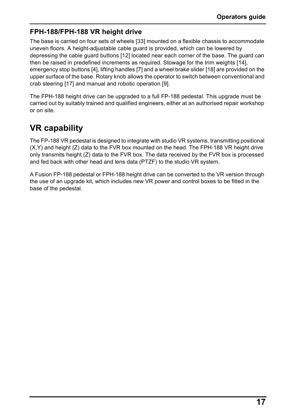 Vr capability | Vinten Radamec Fusion FP-188 User Manual | Page 19 / 38