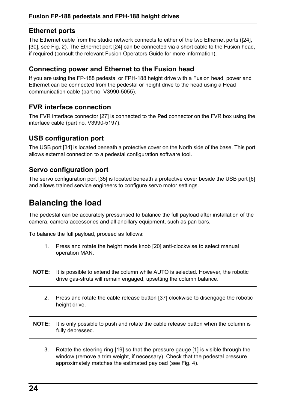 Balancing the load | Vinten Radamec Fusion FP-188 User Manual | Page 26 / 38