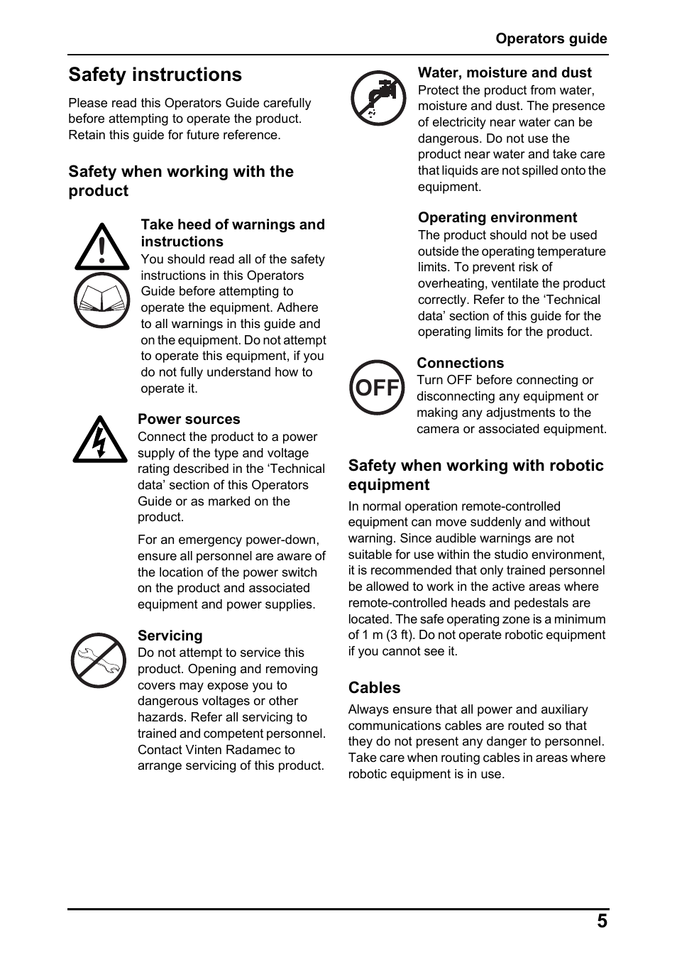 5safety instructions | Vinten Radamec Fusion FP-188 User Manual | Page 7 / 38