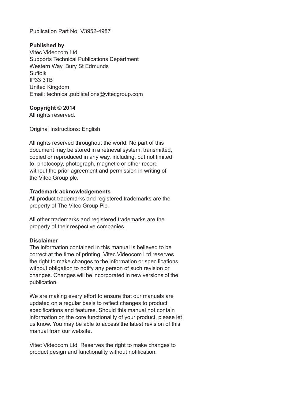 Vinten Radamec Fusion FPR-210 User Manual | Page 2 / 36