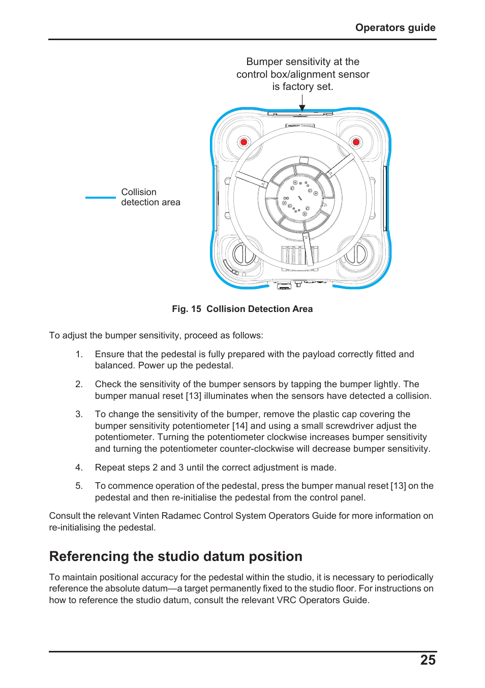 Referencing the studio datum position | Vinten Radamec Fusion FPR-210 User Manual | Page 27 / 36