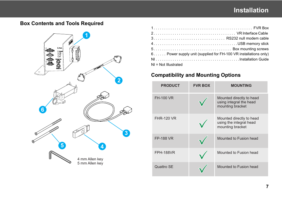 Installation | Vinten Radamec Fusion Virtual Reality box (FVR) User Manual | Page 9 / 20