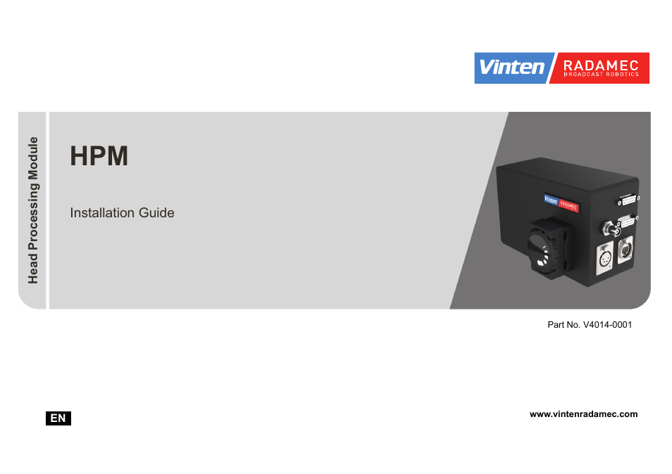 Vinten Radamec Head Processing Module (HPM) User Manual | 20 pages