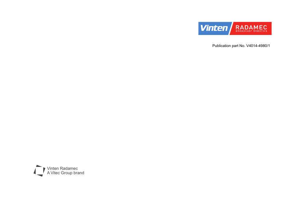 Vinten Radamec Head Processing Module (HPM) User Manual | Page 20 / 20