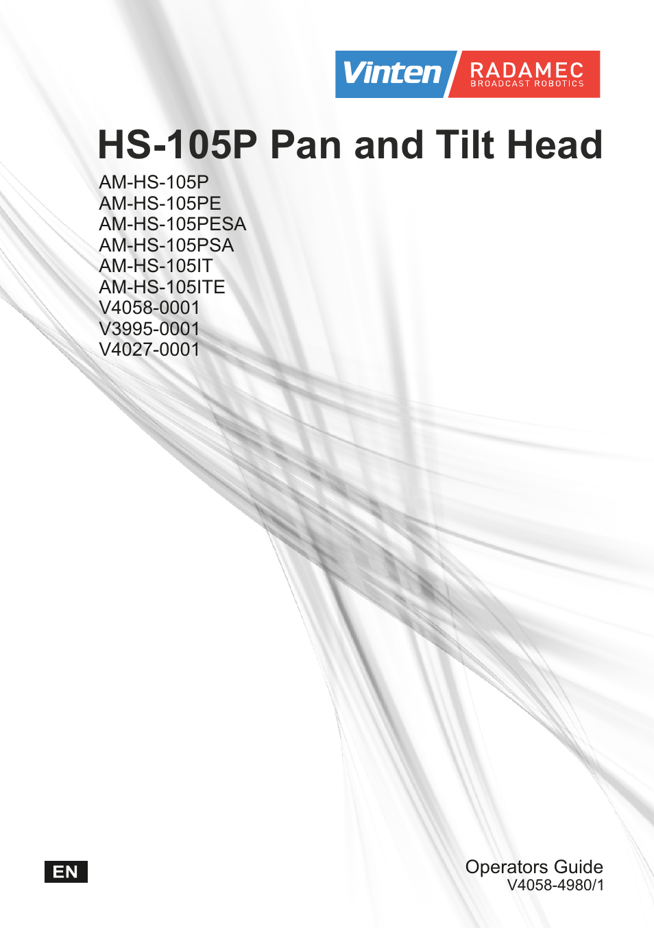 Vinten Radamec HS-105P Pan & Tilt Head User Manual | 28 pages