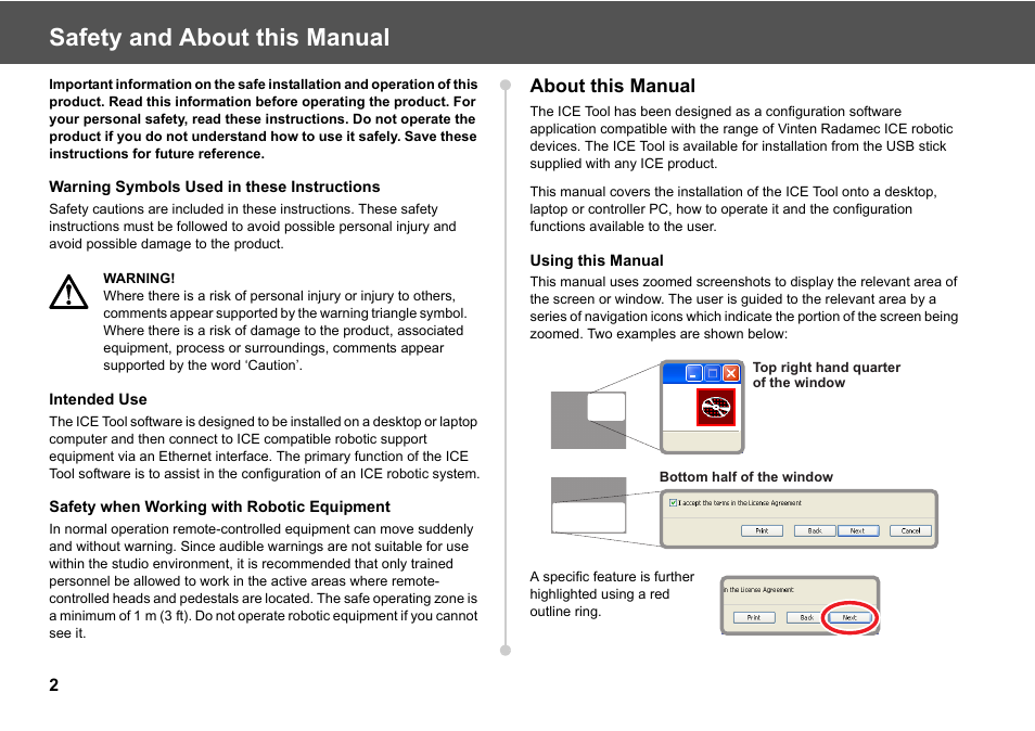 Safety and about this manual, About this manual | Vinten Radamec ICE Tool User Manual | Page 4 / 24