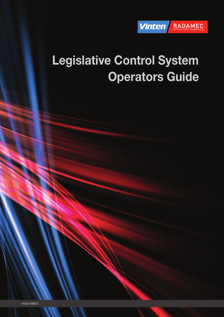 Vinten Radamec Legislative Control System User Manual | 34 pages