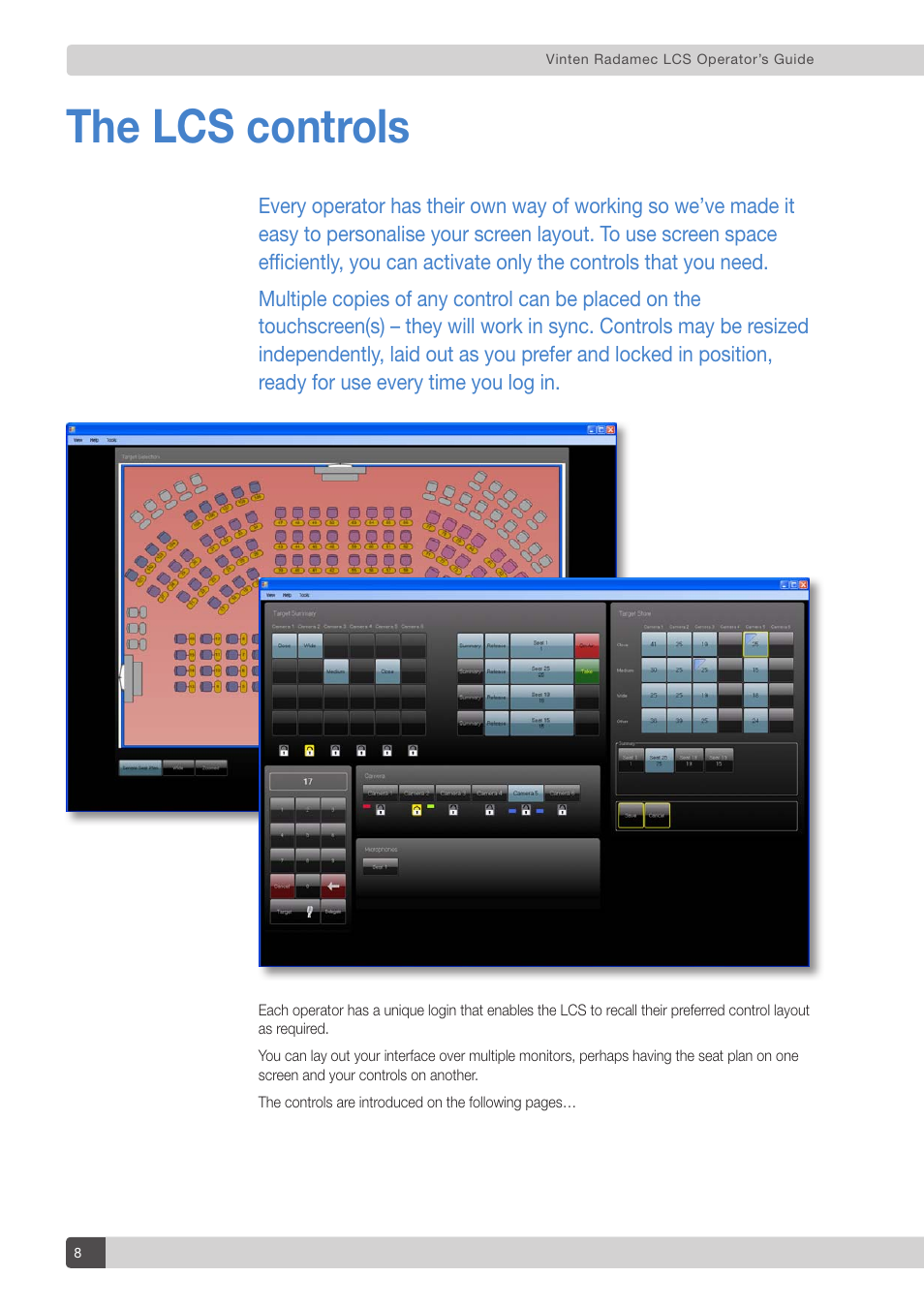 The lcs controls | Vinten Radamec Legislative Control System User Manual | Page 10 / 34