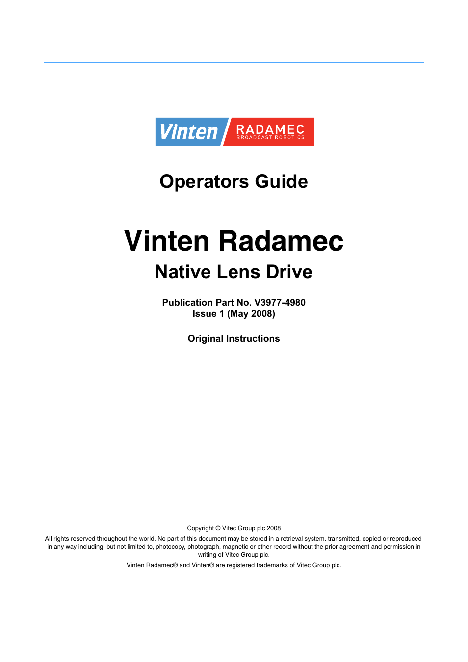Vinten Radamec Native Lens Drive (NLD) User Manual | 19 pages