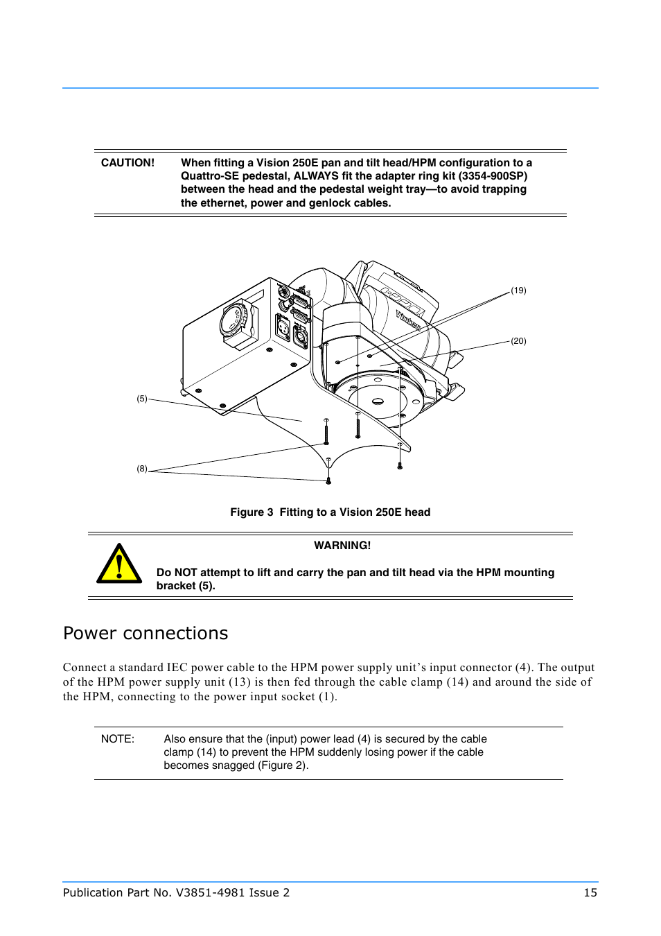 Power connections, Ad (figure 3), proceed as fol, In (figure 3) | Vinten Radamec Quattro SE HPM User Manual | Page 17 / 23
