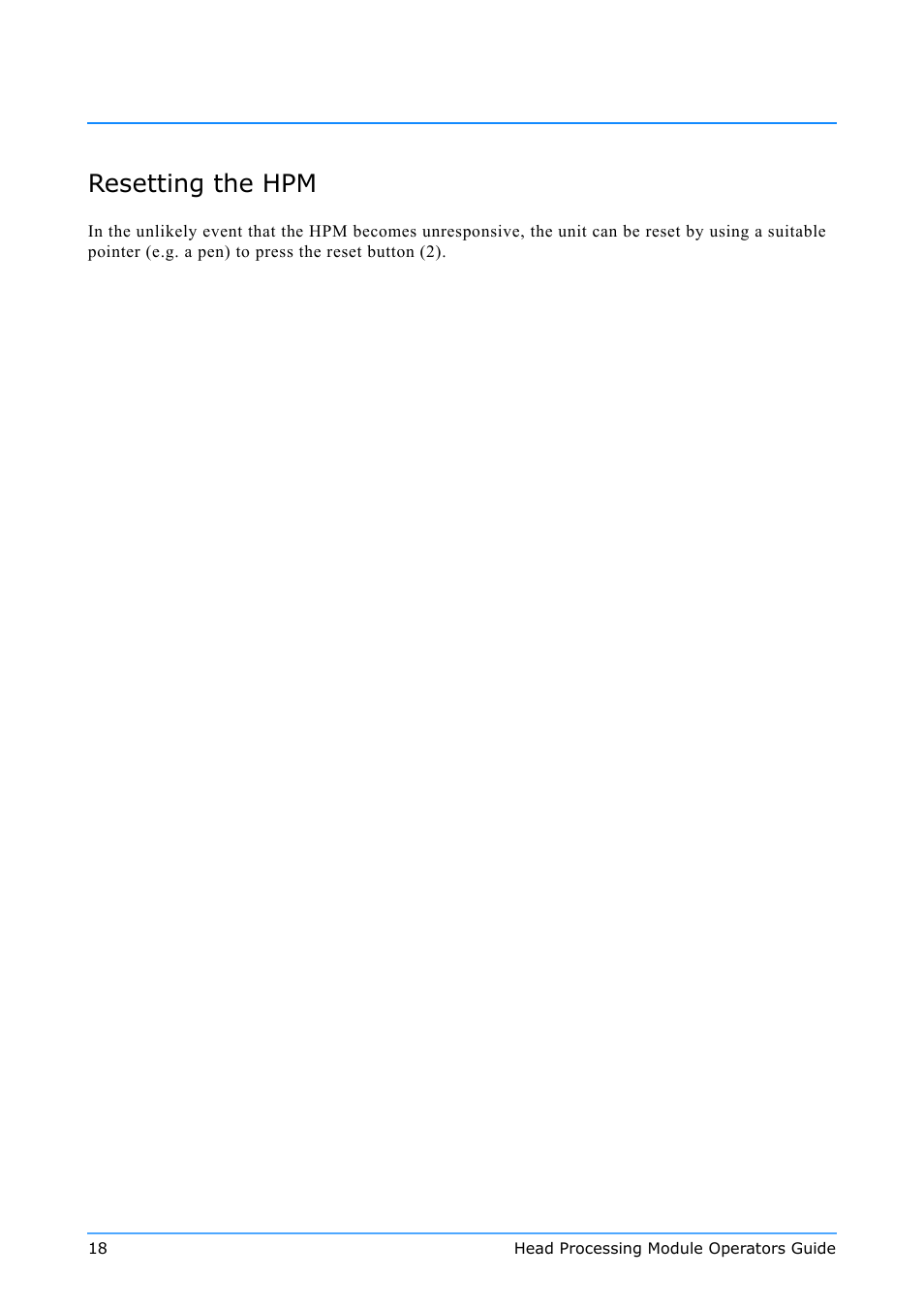 Resetting the hpm | Vinten Radamec Quattro SE HPM User Manual | Page 20 / 23