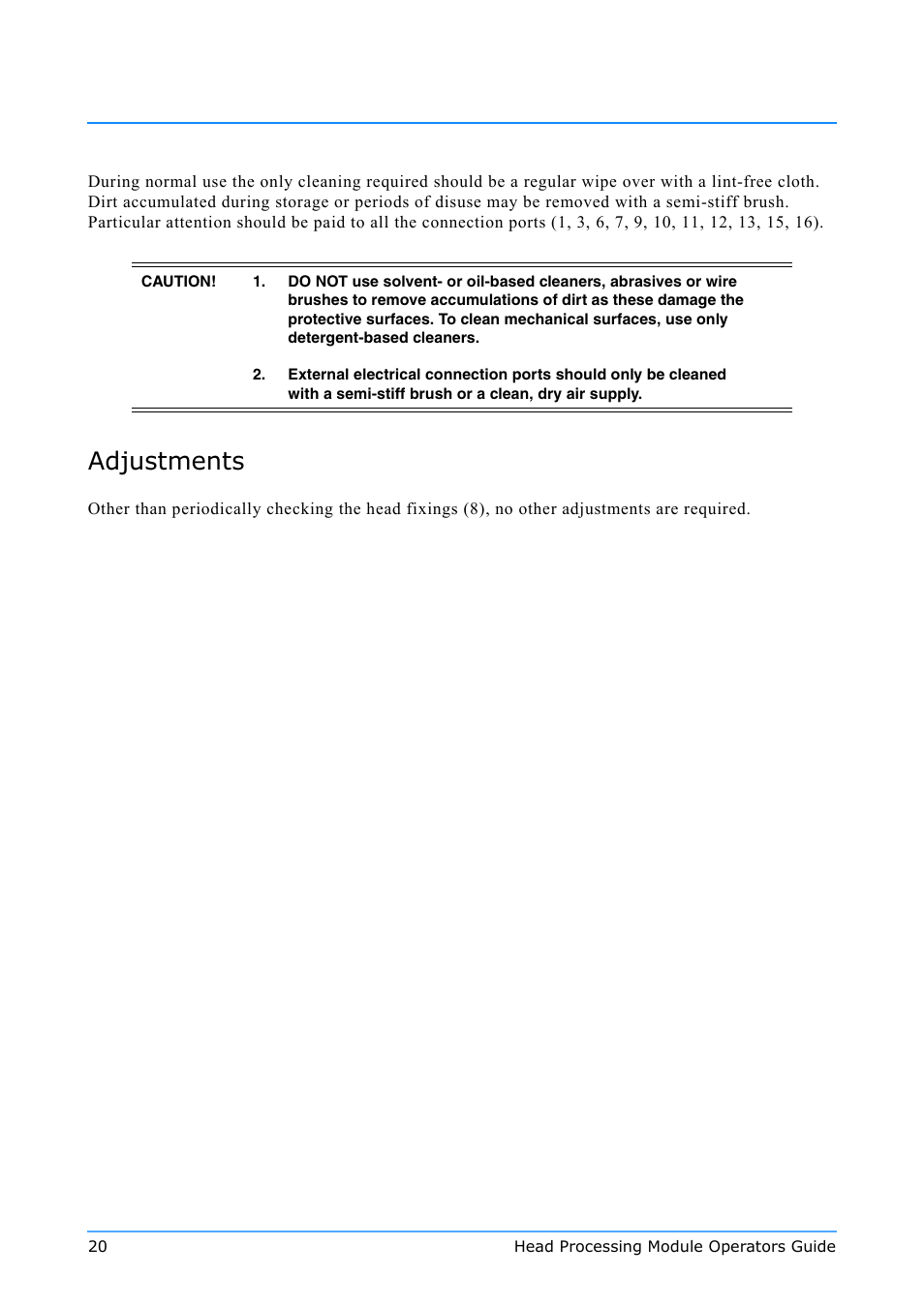 Adjustments | Vinten Radamec Quattro SE HPM User Manual | Page 22 / 23