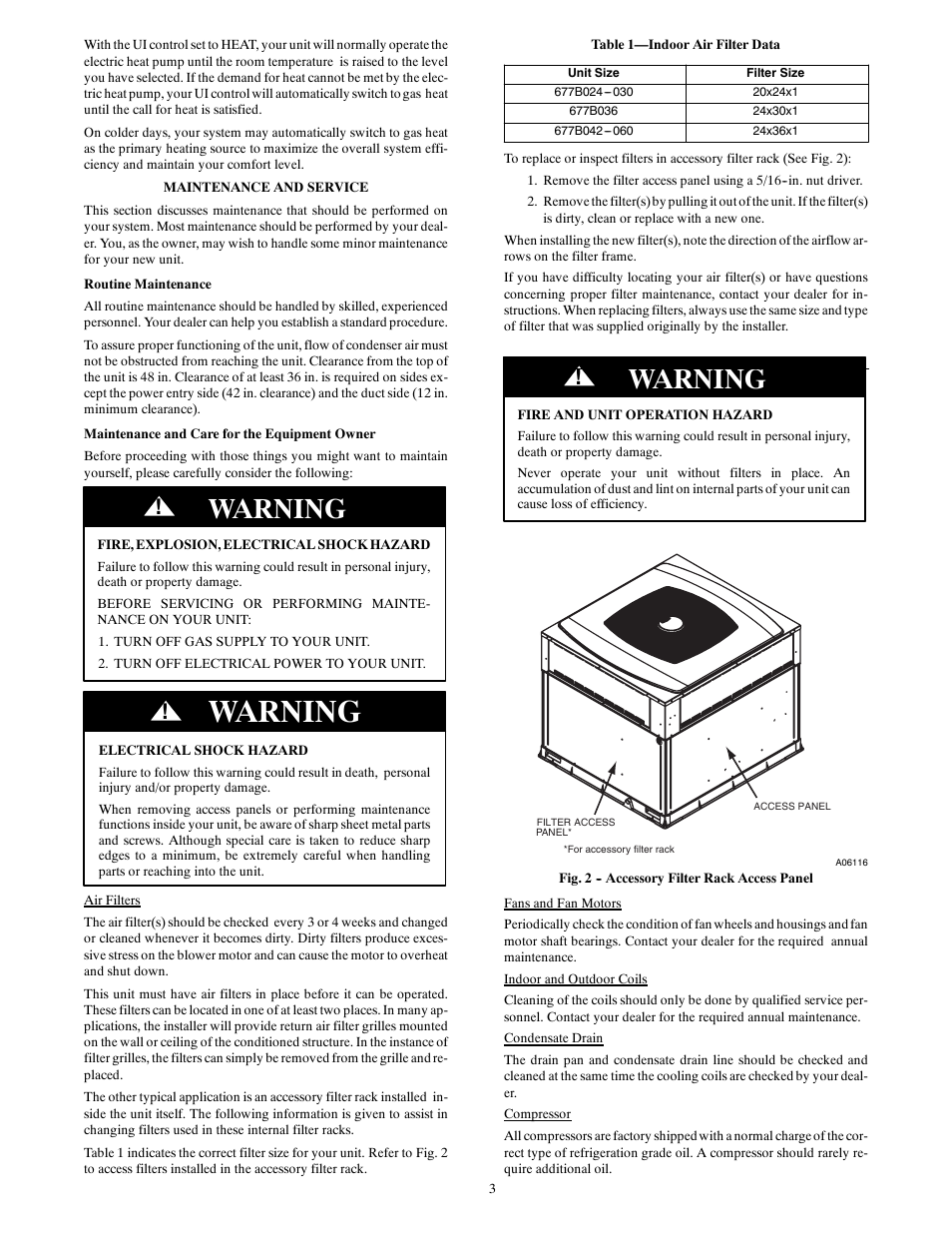 Warning | Bryant EVOLUTIONT14 677B User Manual | Page 3 / 4