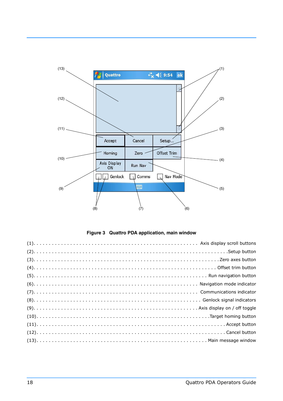 Ears (figure 3). the, Series of function keys (2)–(5), 8) display a ‘tick’ when a | Vinten Radamec Quattro SE PDA User Manual | Page 20 / 36