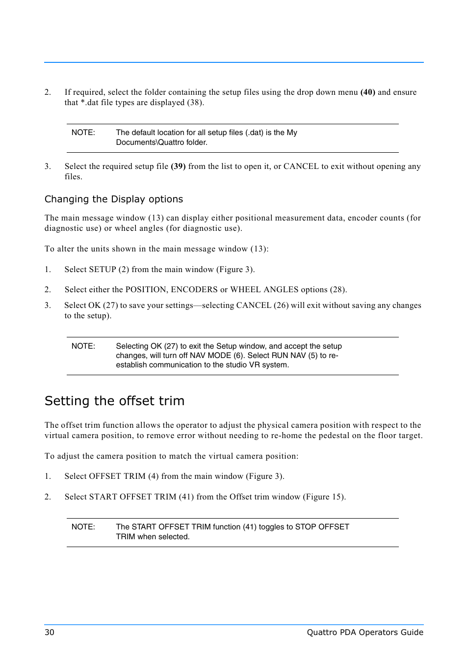 Changing the display options, Setting the offset trim | Vinten Radamec Quattro SE PDA User Manual | Page 32 / 36