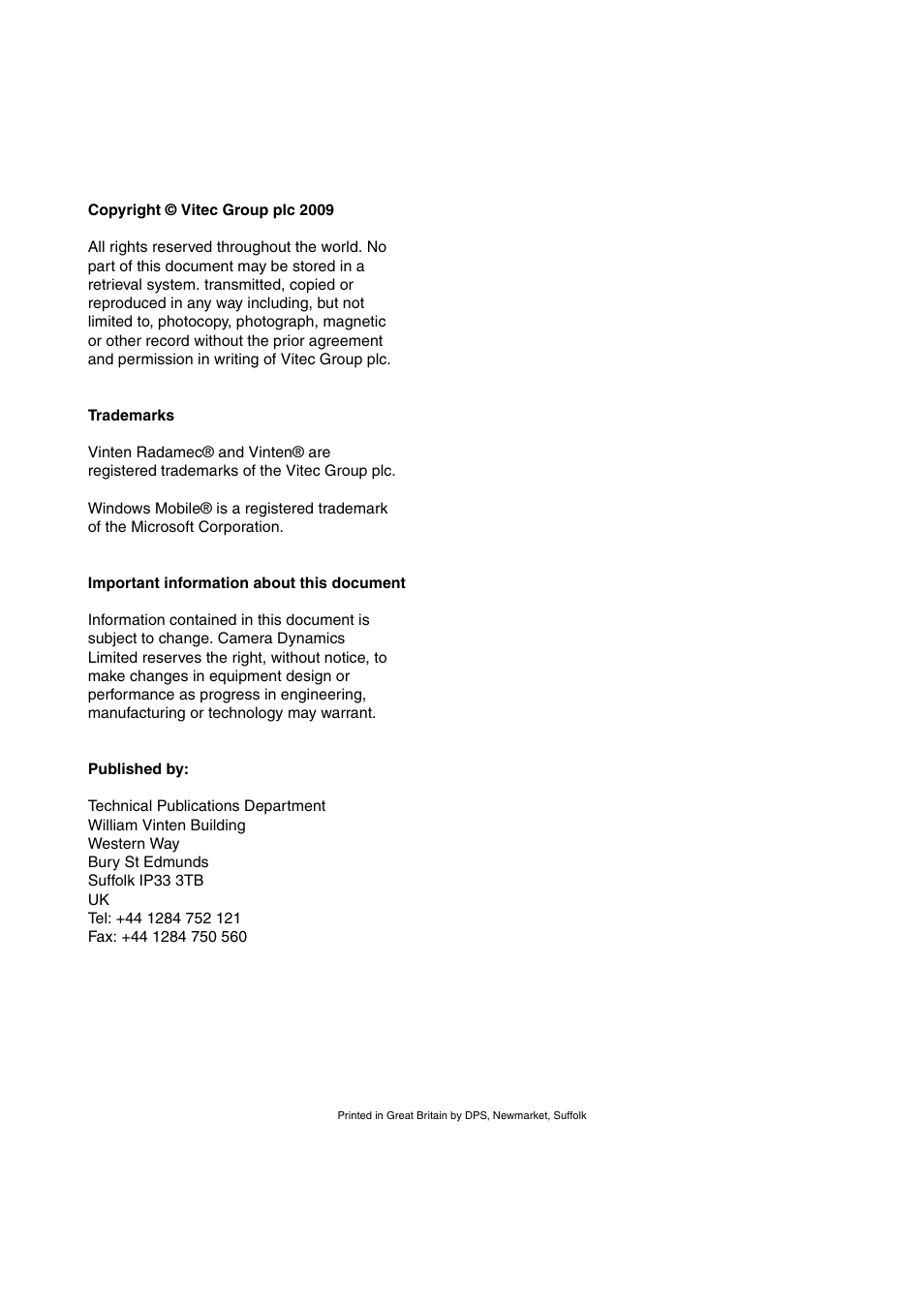 Vinten Radamec Quattro SE PDA User Manual | Page 4 / 36