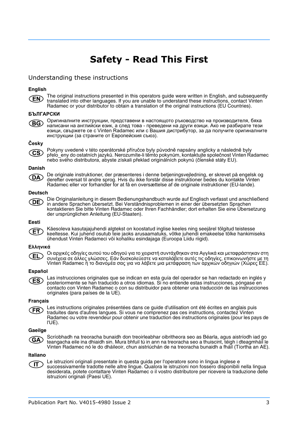 Safety - read this first, Understanding these instructions | Vinten Radamec Quattro SE PDA User Manual | Page 5 / 36