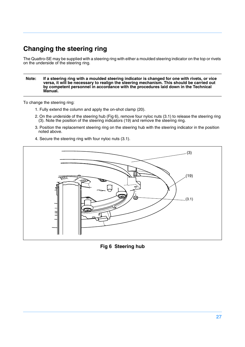 Changing the steering ring | Vinten Radamec Quattro SE Pedestal User Manual | Page 29 / 30