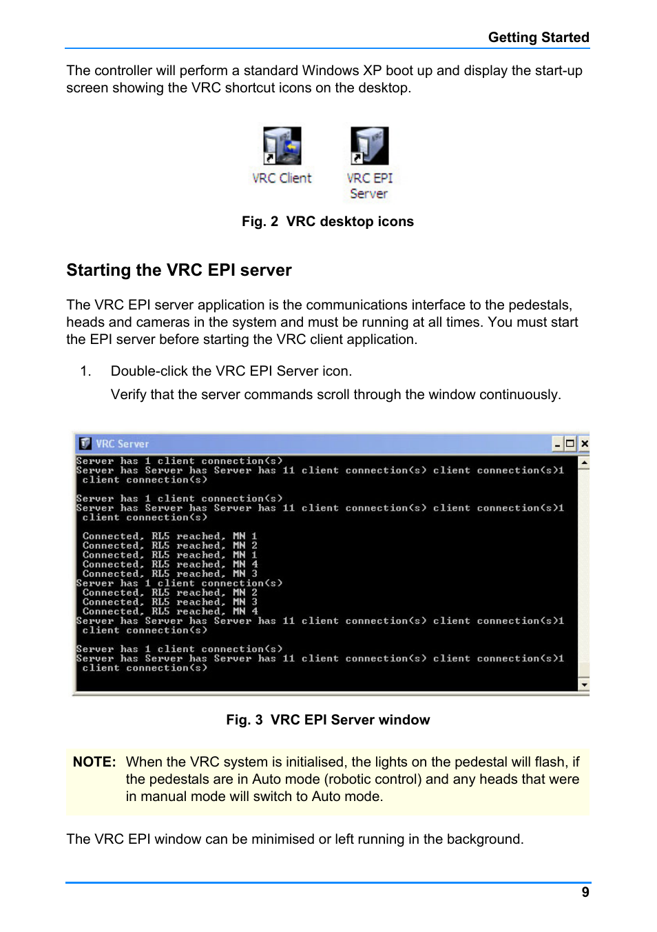 Starting the vrc epi server | Vinten Radamec Control (VRC) User Manual | Page 10 / 100
