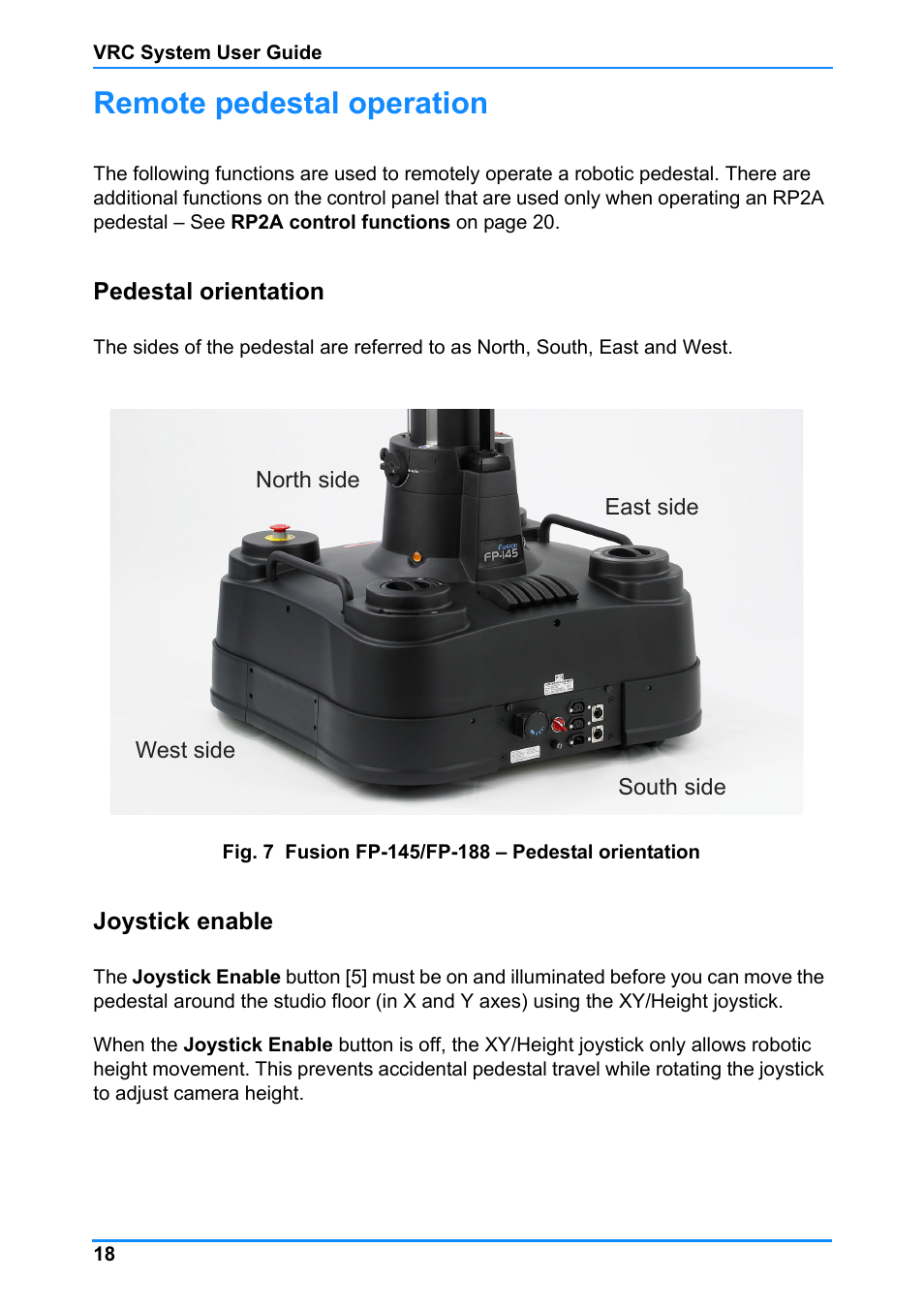 Remote pedestal operation, Pedestal orientation joystick enable | Vinten Radamec Control (VRC) User Manual | Page 19 / 100