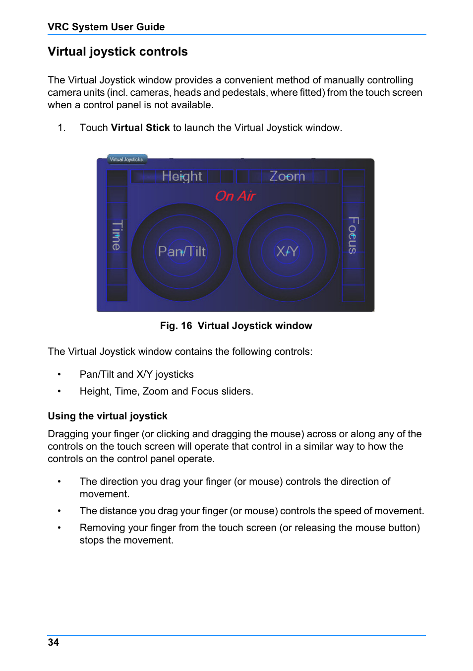 Virtual joystick controls | Vinten Radamec Control (VRC) User Manual | Page 35 / 100