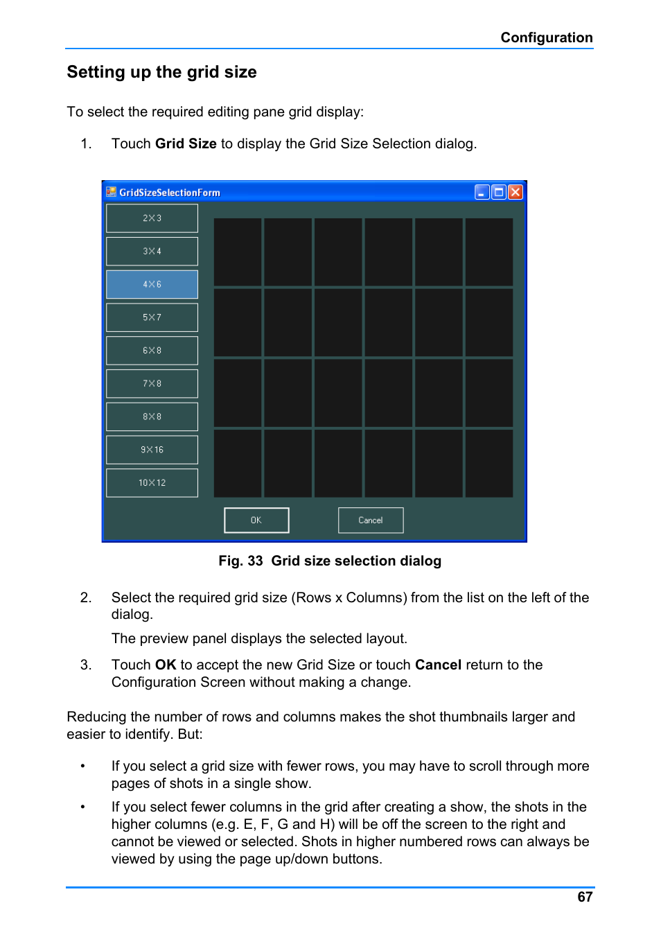 Setting up the grid size | Vinten Radamec Control (VRC) User Manual | Page 68 / 100