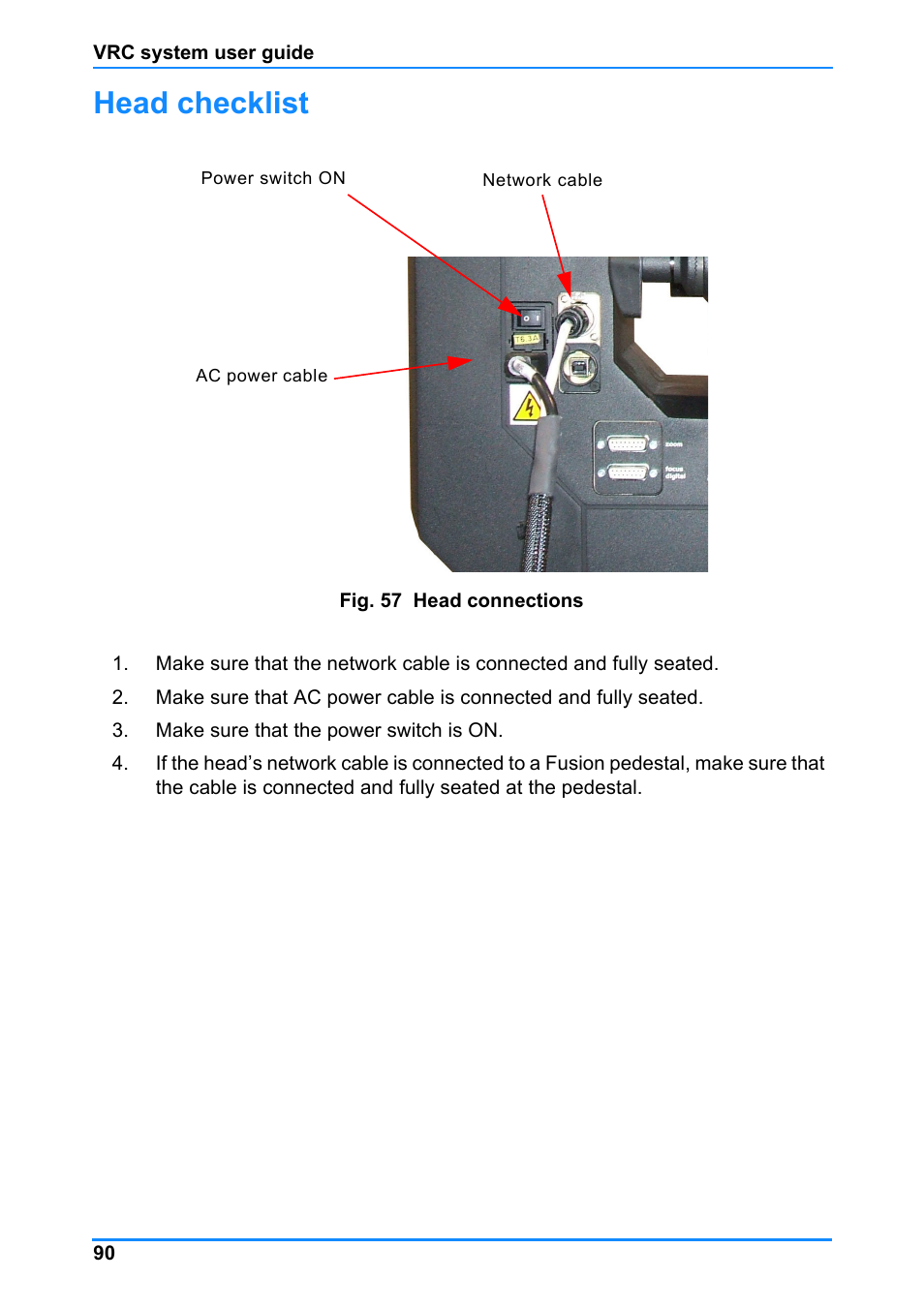 Head checklist | Vinten Radamec Control (VRC) User Manual | Page 91 / 100