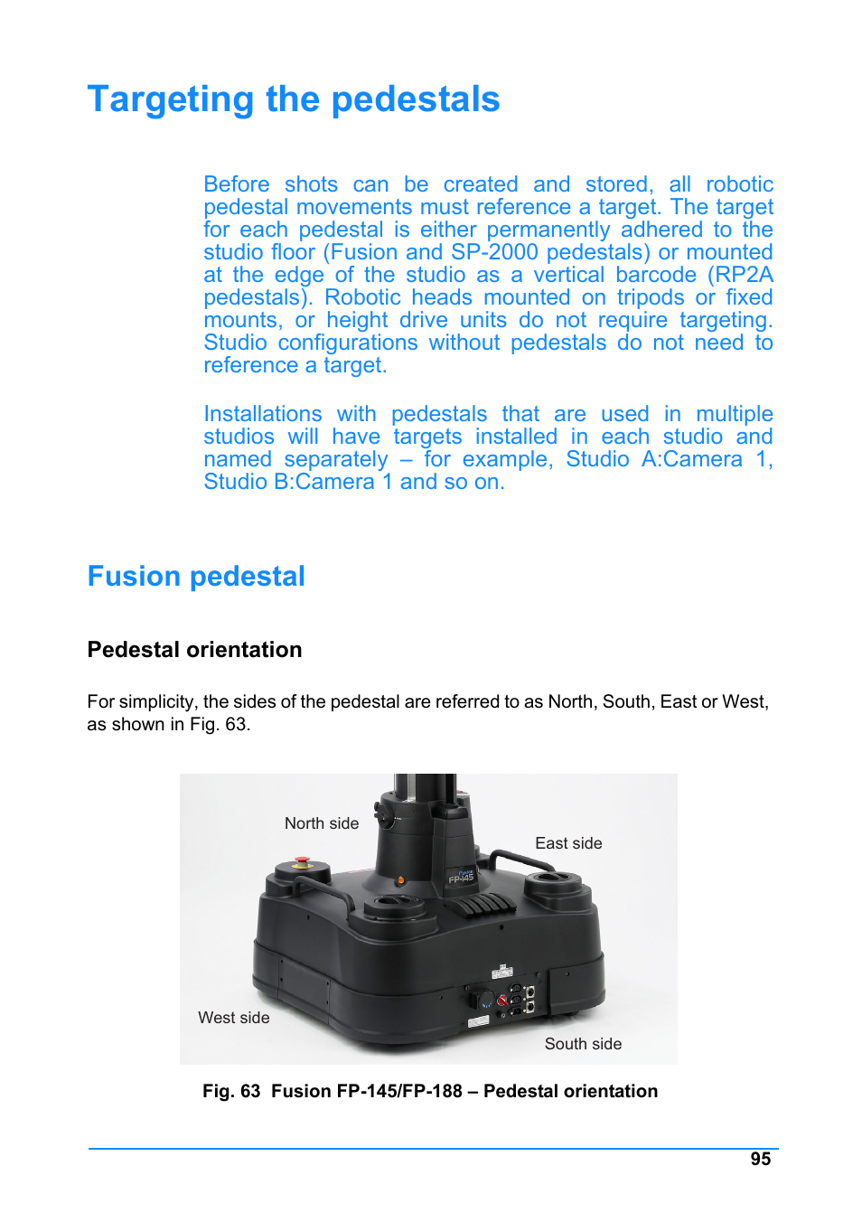 Targeting the pedestals, Fusion pedestal, Pedestal orientation | Vinten Radamec Control (VRC) User Manual | Page 96 / 100