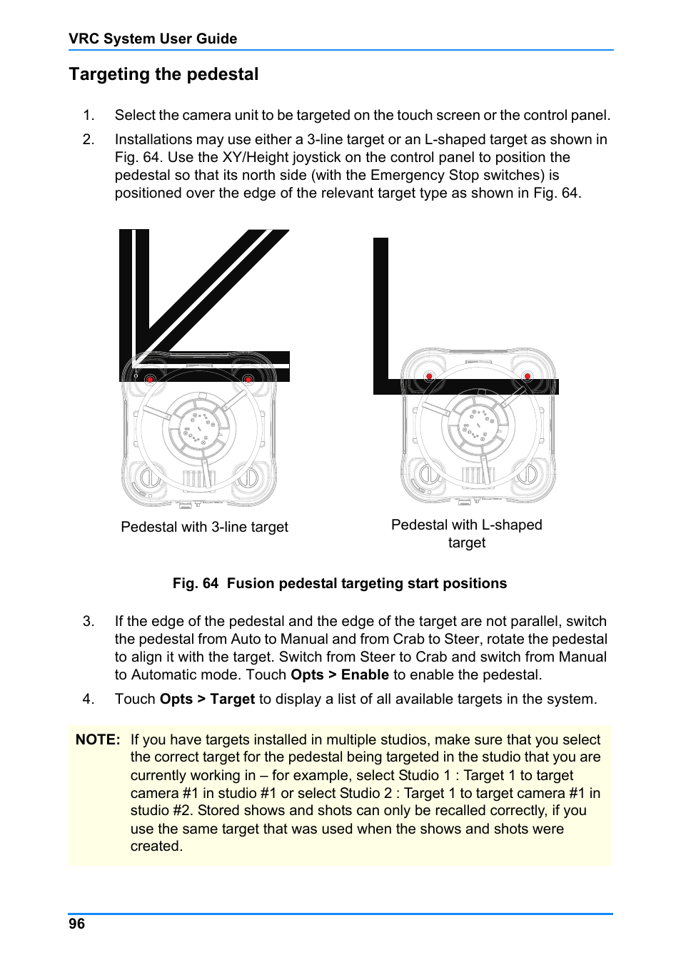 Targeting the pedestal | Vinten Radamec Control (VRC) User Manual | Page 97 / 100