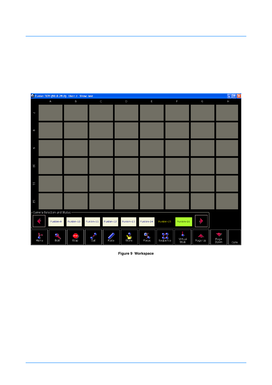 Vrc system user interface, Workspace | Vinten Radamec HDVRC User Manual | Page 27 / 70