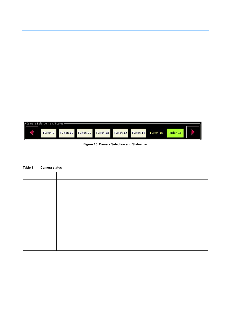 Camera selection and status bar | Vinten Radamec HDVRC User Manual | Page 28 / 70
