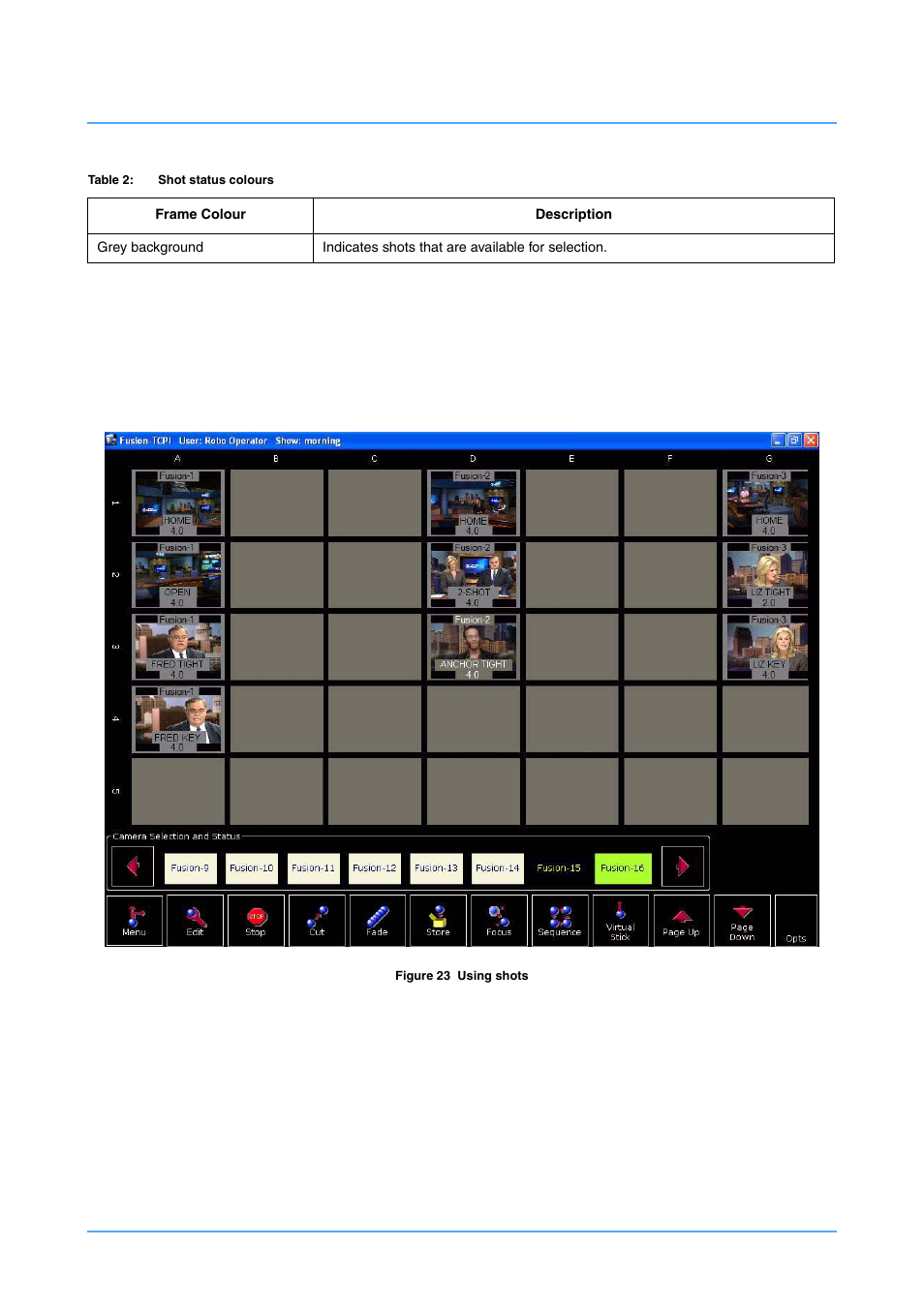 Using shots, Fade | Vinten Radamec HDVRC User Manual | Page 47 / 70